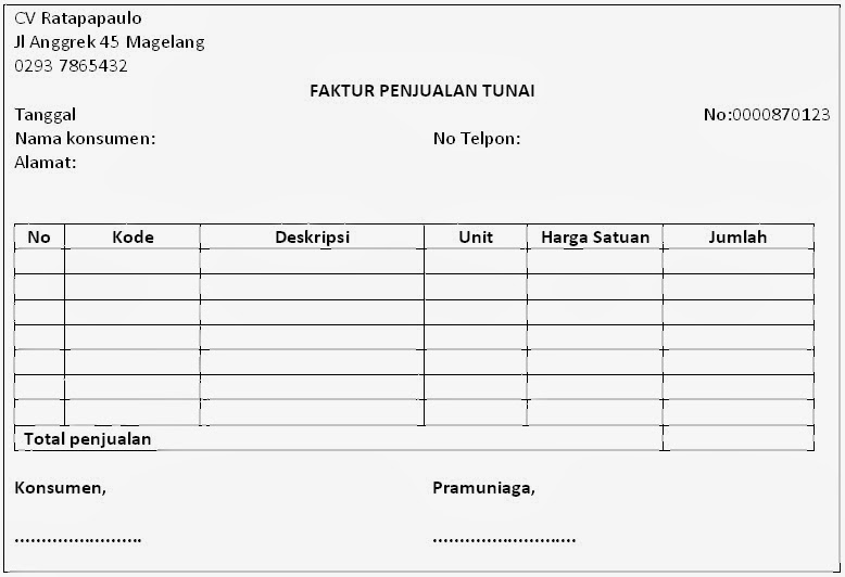 Contoh Faktur Penjualan Format Excel - Contoh 193