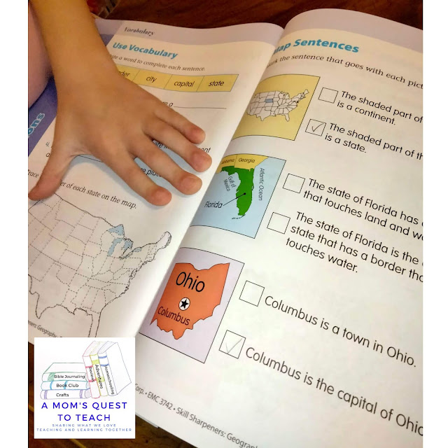 one page from Skill Sharpeners Geography - Grade 2