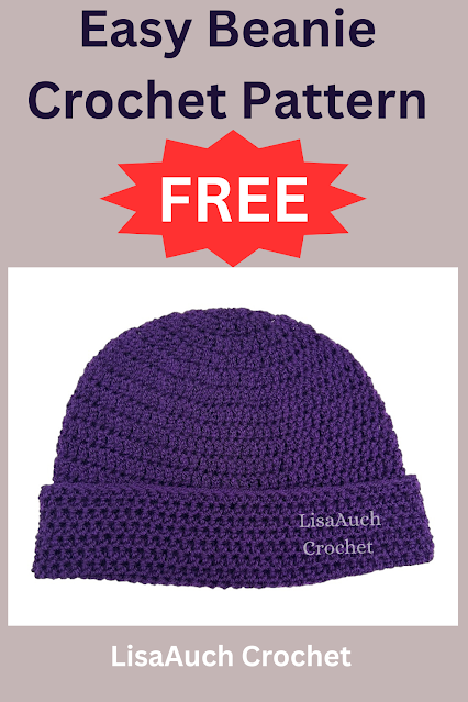 Simple Adults Crochet Beanie Hat Pattern with Turnup Cuff Free