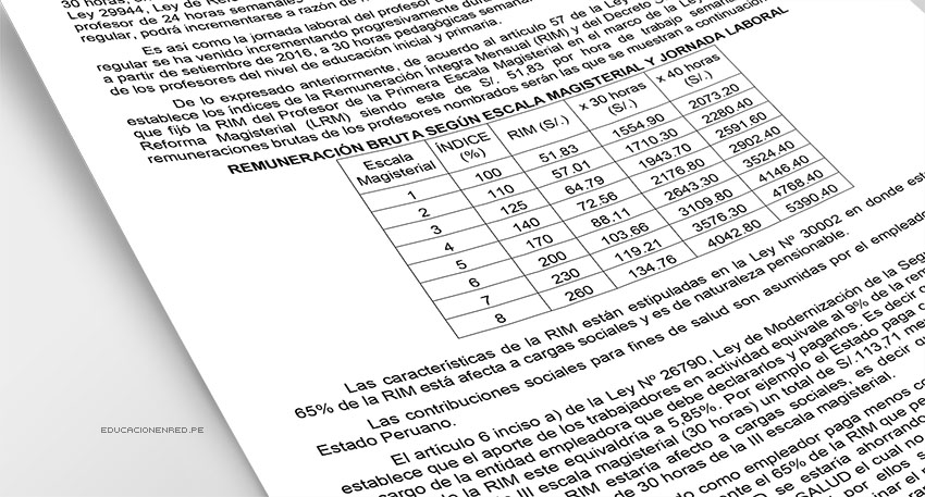 ANÁLISIS: Jornada Laboral de 30 y 40 Horas y Remuneración según Escala Magisterial (Fernando Gamarra Morales)