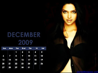 deepika padukone december 2009 calendar wallpapers