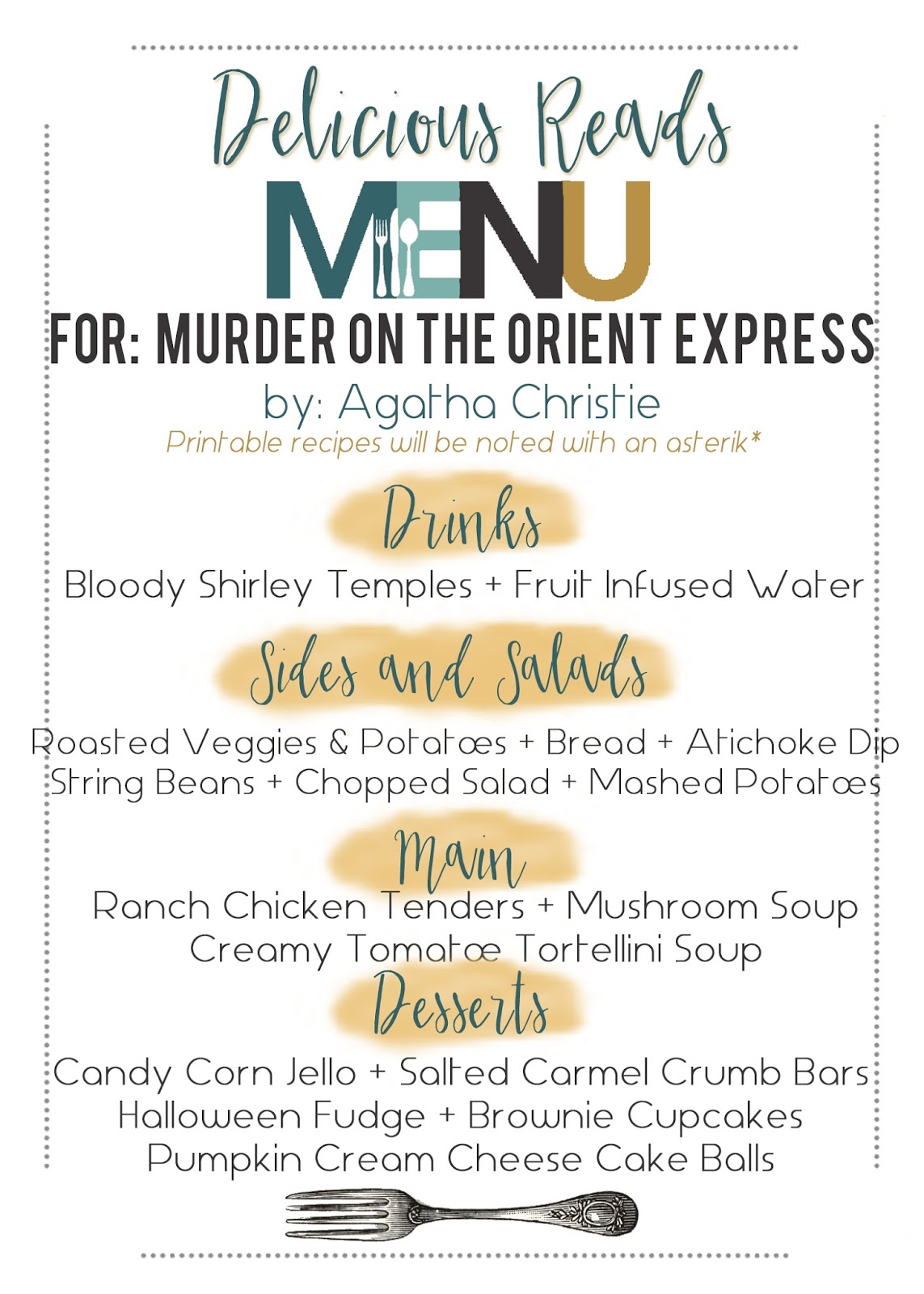 Delicious Reads: Food Ideas for "Murder on the Orient Express" {by Agatha Christie}