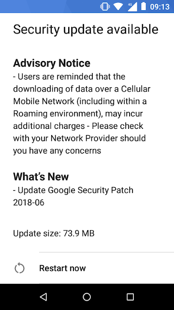 Nokia 1 June 2018 Android Security update