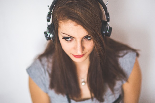 woman listening to music