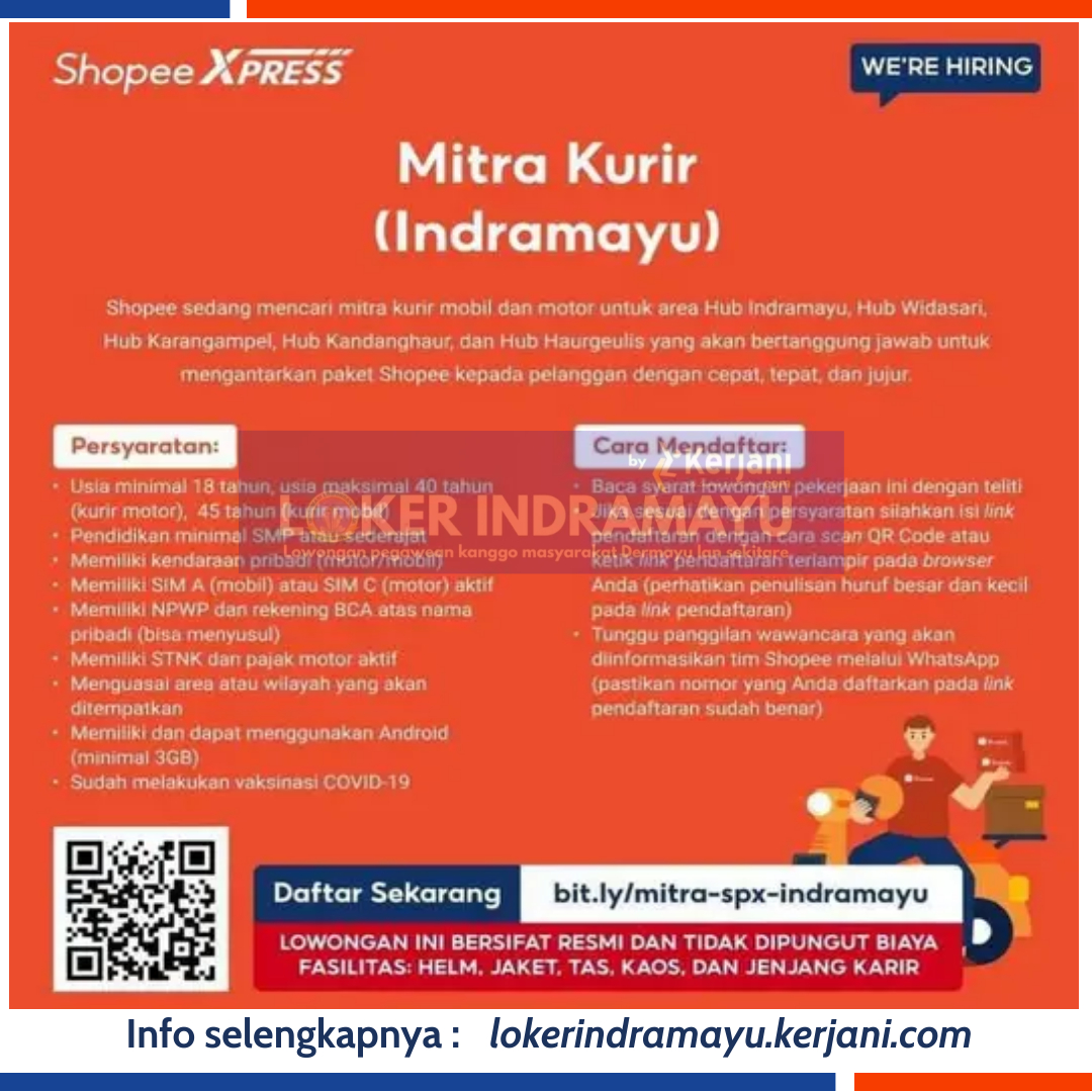 Lowongan Kerja Terbaru Shopee XPRESS (Mitra Kurir Indramayu)