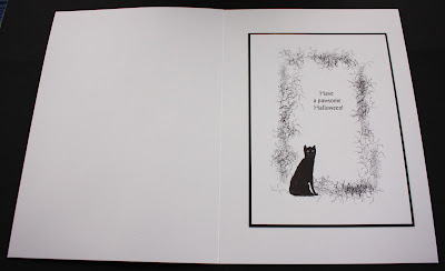 Black cat Halloween card insert (photo of same).