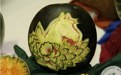 Watermelon carving art - seen at curiousphotos.blogspot.com