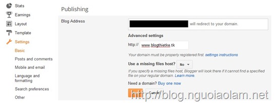 Hướng dẫn cài đặt tên miền tuỳ chỉnh cho Blogger