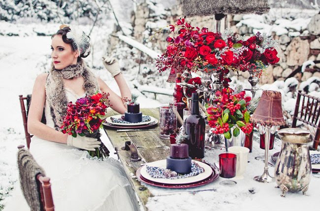 I m really fond of these Winter Wedding Shot in Red and Purple