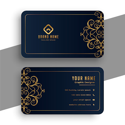 Decorative Premium Black Gold Business Card - GraphicsMarket.net