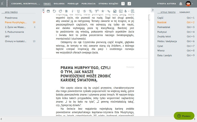 ridero praca z tekstem książki