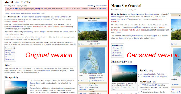 Mount San Cristobal article censorship in Wikipedia