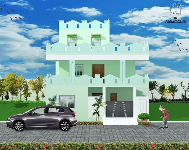 House 3d front elevation 2021.