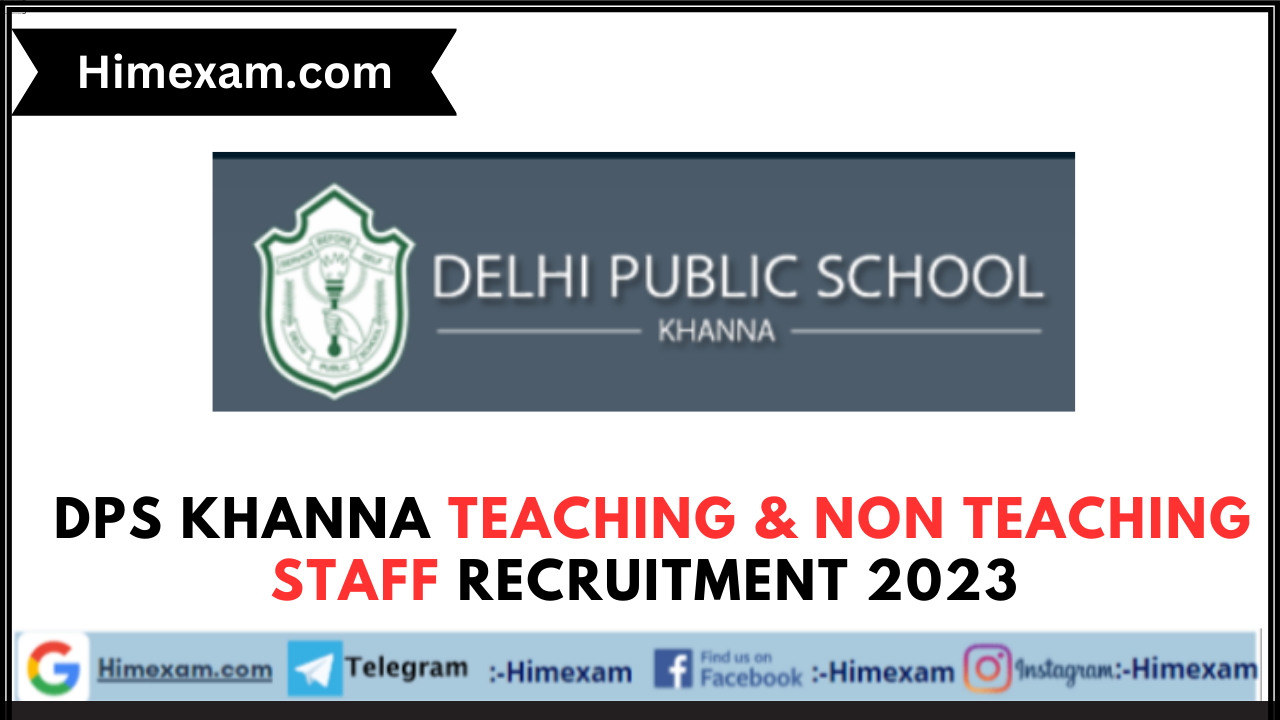 DPS Khanna Teaching & Non Teaching Staff Recruitment 2023