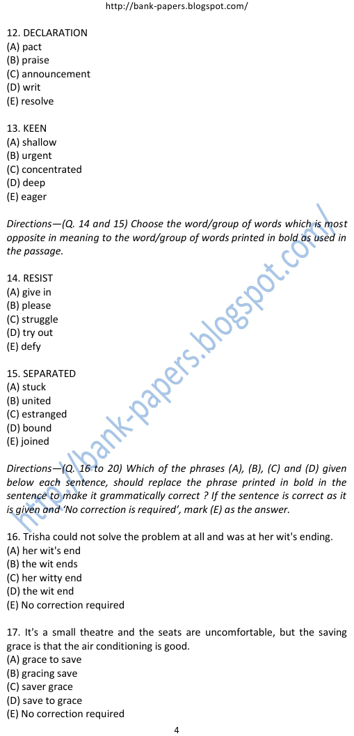 sbi clerk exam papers