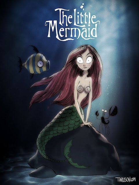 Green Pear Diaries, arte, dibujo, ilustración, Andrew Tarusov, What if Tim Burton directed all Disney classic movies?