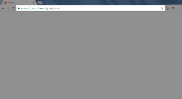 Tampilan halaman web migme sebelum URL di alihkan