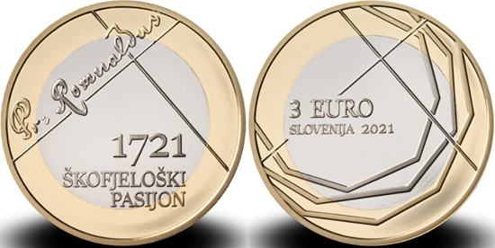 Slovenia 3 euro 2021 - 300th anniversary of Škofja Loka passion play