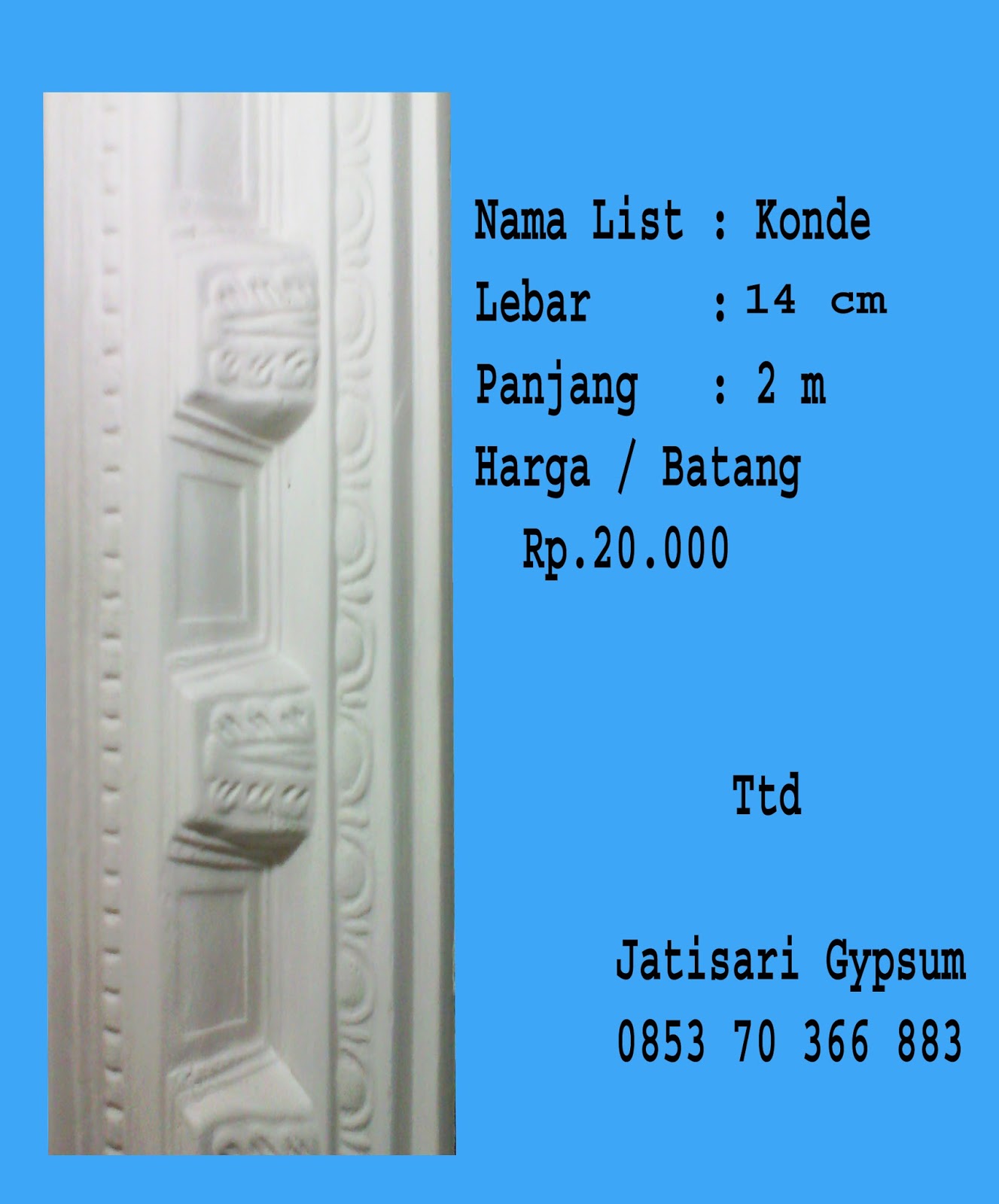 Daftar Harga Pasang List dan Harga Jual List Gypsum Dan Contoh List