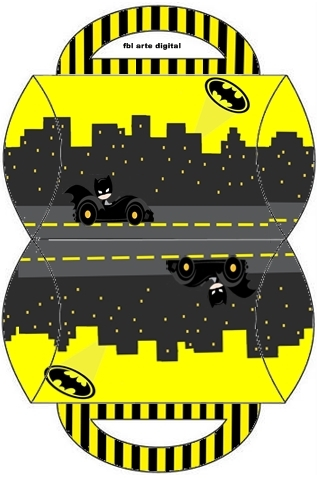 Batman in Black and Yellow, Free Printable Pillow Box,