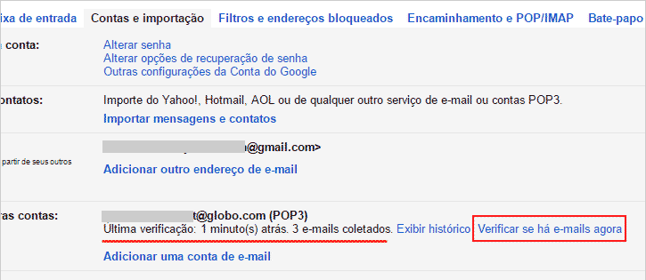 Verificando se há novos e-mails através do coletor de e-mails