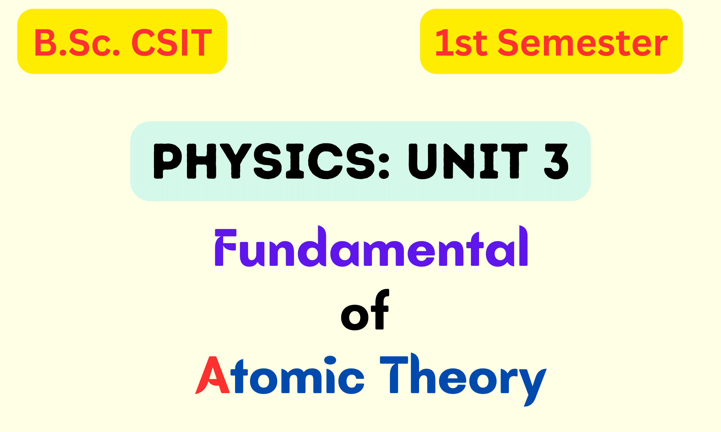 Fundamentals of Atomic Theory: B.Sc. CSIT Physics Unit 3 Notes