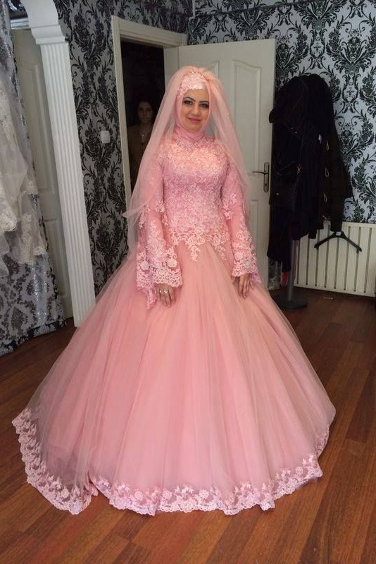 Pink Hijab Wedding Bridal Ide Busana Pengantin Muslim 