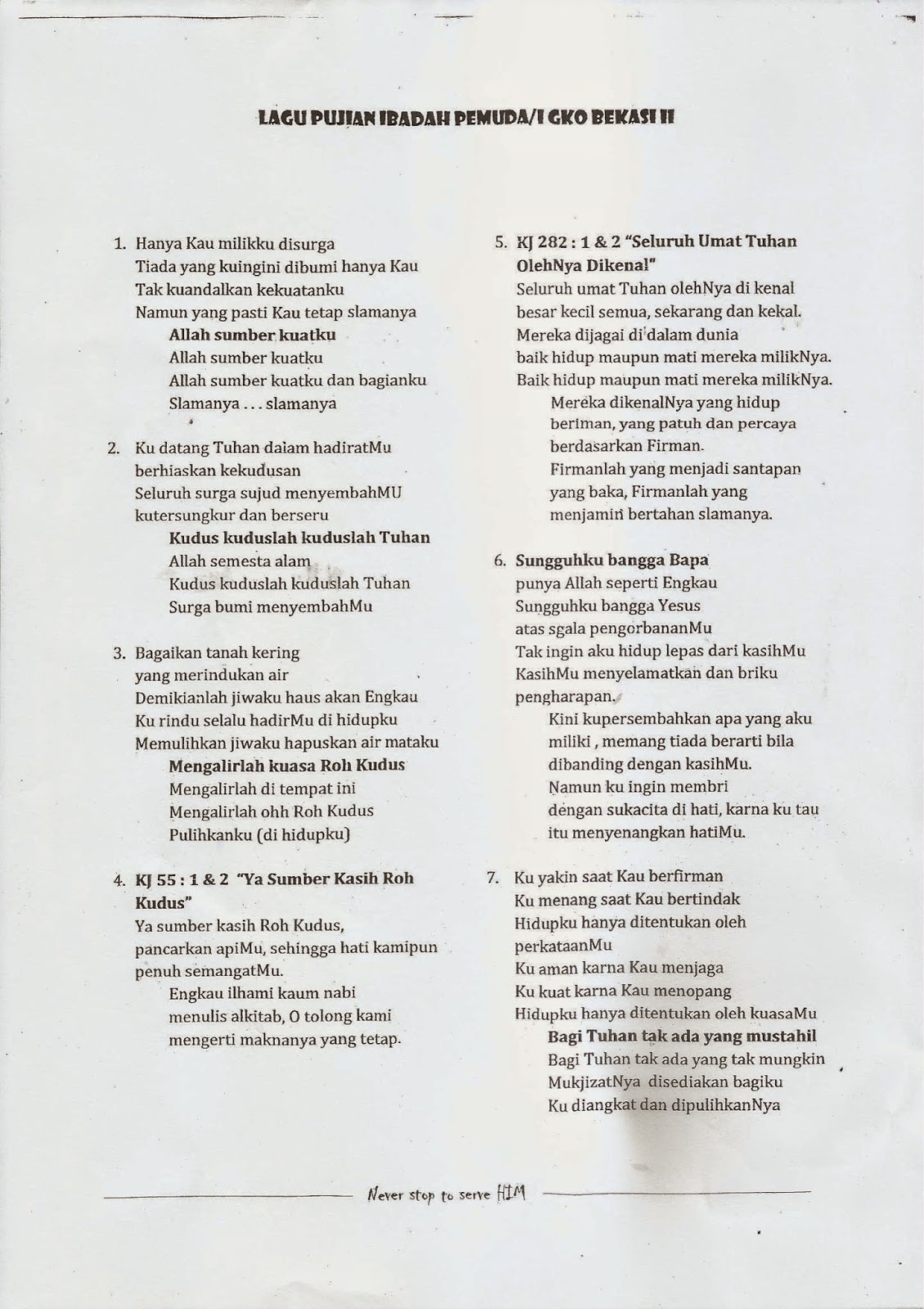 Lagu Pujian Ibadah Pemuda 5 April 2015 Komisi PP GKO