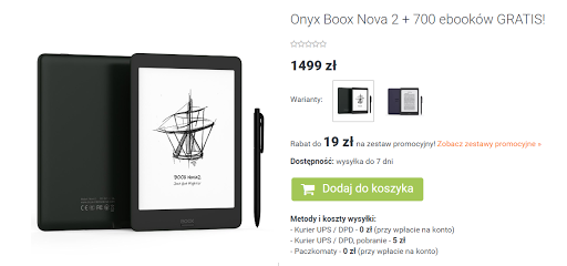 Onyx Boox Nova 2 na czytio.pl za 1499 zł