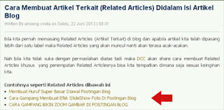 Cara Membuat Artikel Terkait (Related Articles) Didalam Isi Artikel Blog