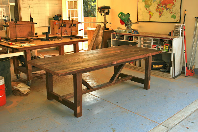 wood kitchen table bench  Exchange | Reclaimed Wood Furniture: 8 Foot Trestle Table + Bench | 640 x 427