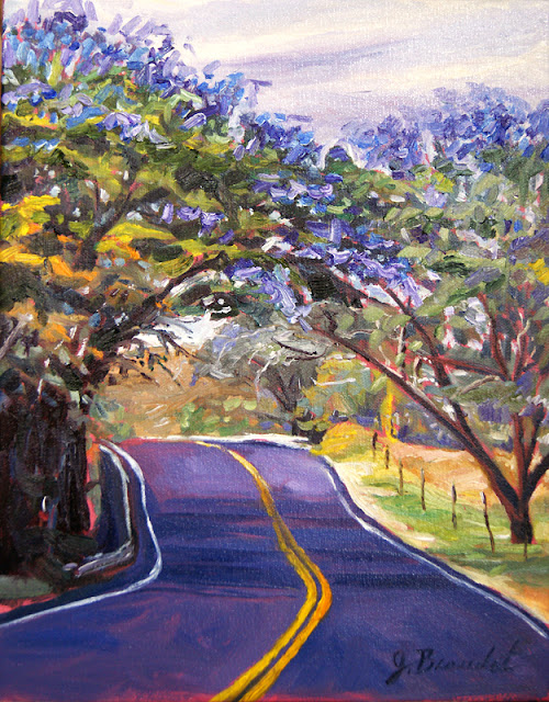 maui oil painting, upcountry jacaranda trees, oil painting by Jennifer Beaudet Art, JBeaudet, J Beaudet Art, artist, Beaudet art, Jennifer Beaudet Zondervan