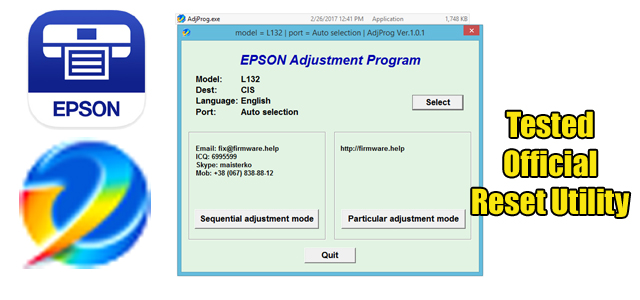 Epson L132 Adjustment program (Reset Utility) 