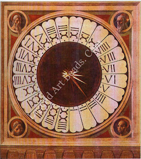 In 1443, the same year as Uccello made his cartoons for the Duomo's windows, he also painted a clock-face for the interior using linear perspective to create the illusion of a three-dimensional space