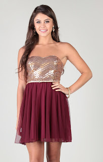 chevron sequin strapless dress with skinny belt and circle skirt