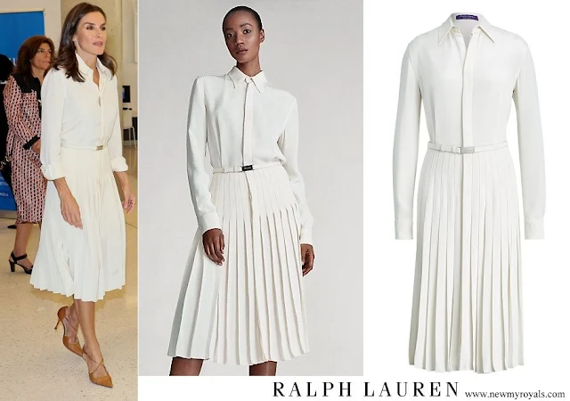 Queen Letizia wore Ralph Lauren Collection Dakota Crepe Shirtdress