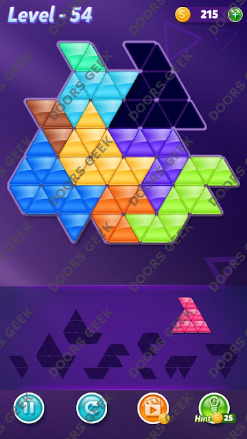 Block! Triangle Puzzle 9 Mania Level 54 Solution, Cheats, Walkthrough for Android, iPhone, iPad and iPod