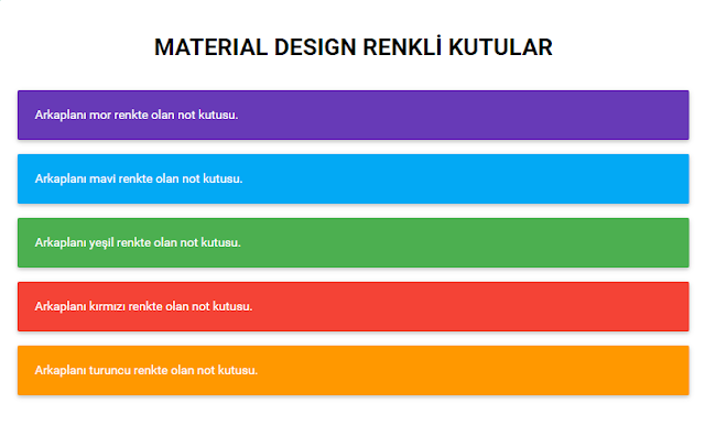 Blogger İçin Material Design Renkli Yazı Kutuları