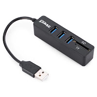 Extensão USB com leitor de cartão TF e SD