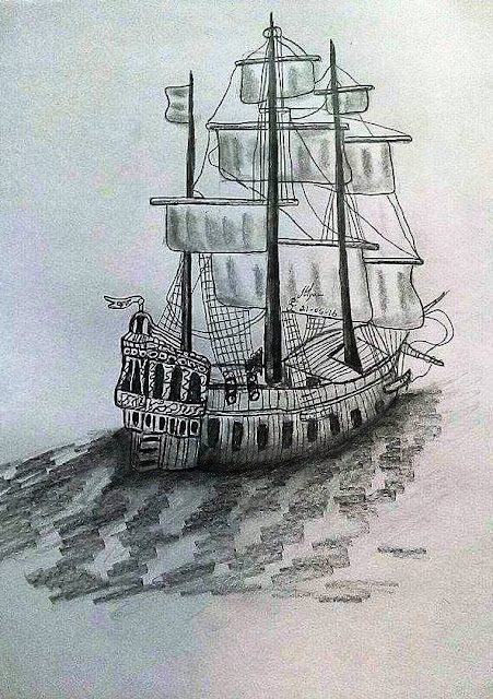 PENCIL DRAWING - 3D BOAT