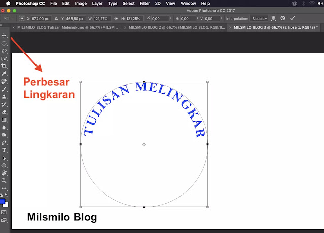 Cara membuat tulisan melengkung di Photoshop, Membuat tulisan melingkar di photohop