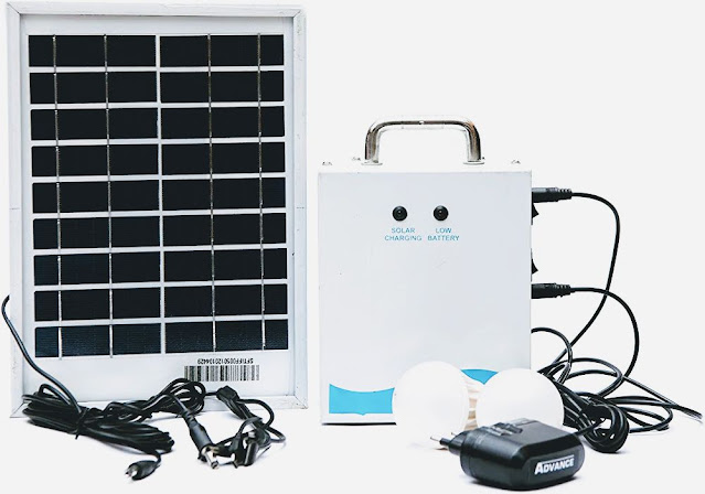 Solar Universe India SUI Mini Solar Home Lighting System with 2 LED Bulbs, Battery & Solar Panel