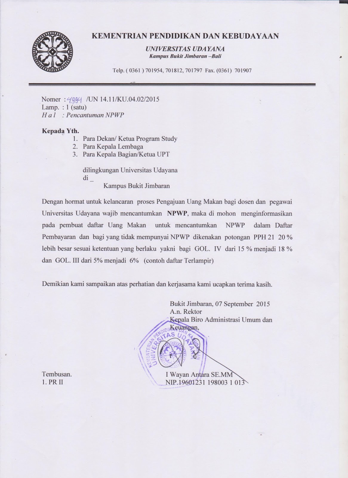 Info Gaji dan APBN UNUD: Format Daftar Uang Makan Terbaru 