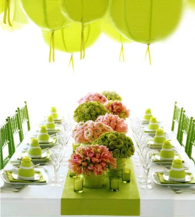 orange pink green wedding