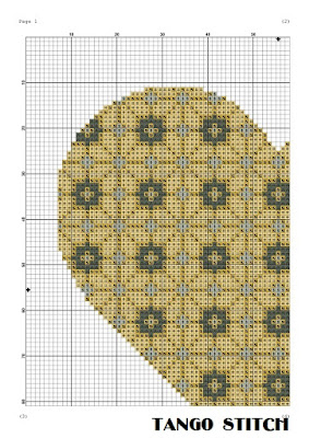 Yellow ornament heart romantic cross stitch pattern