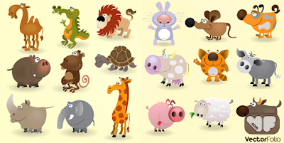 Adorables animalitos en vector