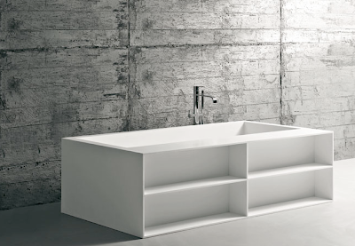 bathtub with shelves