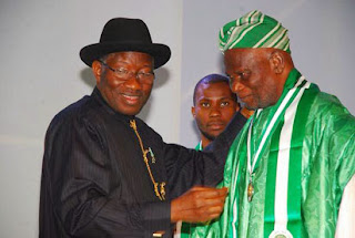 President Goodluck Jonathan and Taiwo Akinkunmi