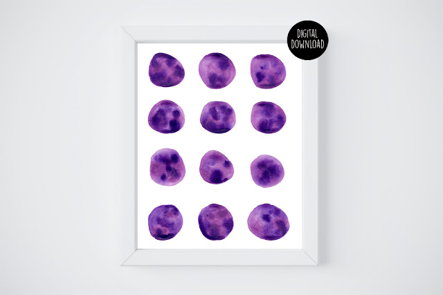 purple watercolor circles painting // 8x10 // printable digital download