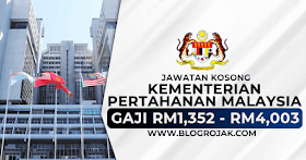 330 Kekosongan Jawatan Di Kementerian Pertahanan Malaysia ~ Gaji RM1,352 - RM4,003 / Minima SPM Layak Memohon
